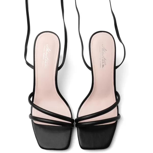 Mostrin Strappy Heels for Women Lace Up Heels Square Open Toe Heels Tie Up High Heeled Sandals for Prom Party Daily WearBlack02