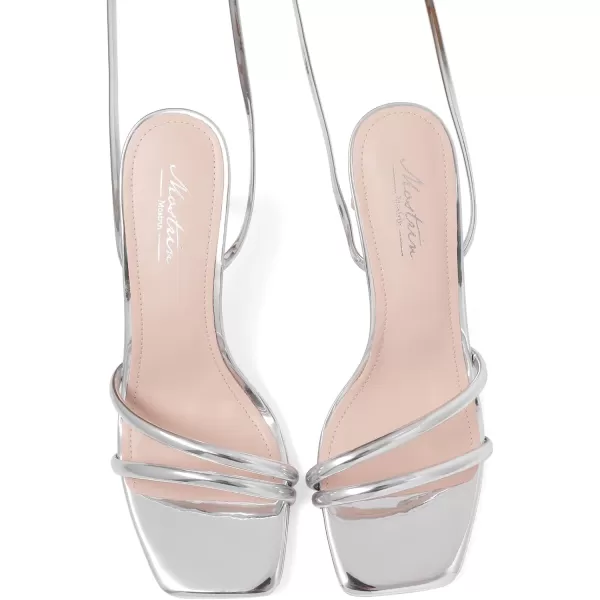 Mostrin Strappy Heels for Women Lace Up Heels Square Open Toe Heels Tie Up High Heeled Sandals for Prom Party Daily WearSilver02