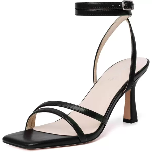 Mostrin Womens Sandals Strappy Heels for Women Ankle Strap Lace Up Heels Square Open Toe Heels Tie Up Stiletto High Heeled Sandals for Prom Party Daily WearBlack04