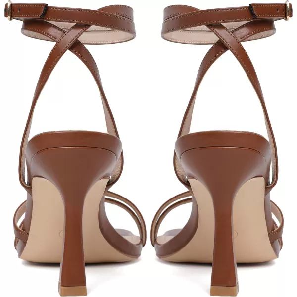 imageMostrin Womens Sandals Strappy Heels for Women Ankle Strap Lace Up Heels Square Open Toe Heels Tie Up Stiletto High Heeled Sandals for Prom Party Daily WearBrown04