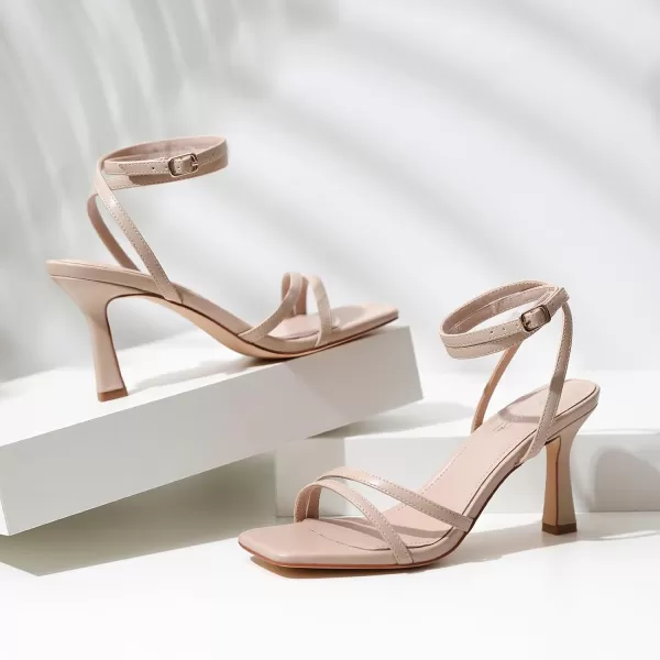 imageMostrin Womens Sandals Strappy Heels for Women Ankle Strap Lace Up Heels Square Open Toe Heels Tie Up Stiletto High Heeled Sandals for Prom Party Daily WearNude04