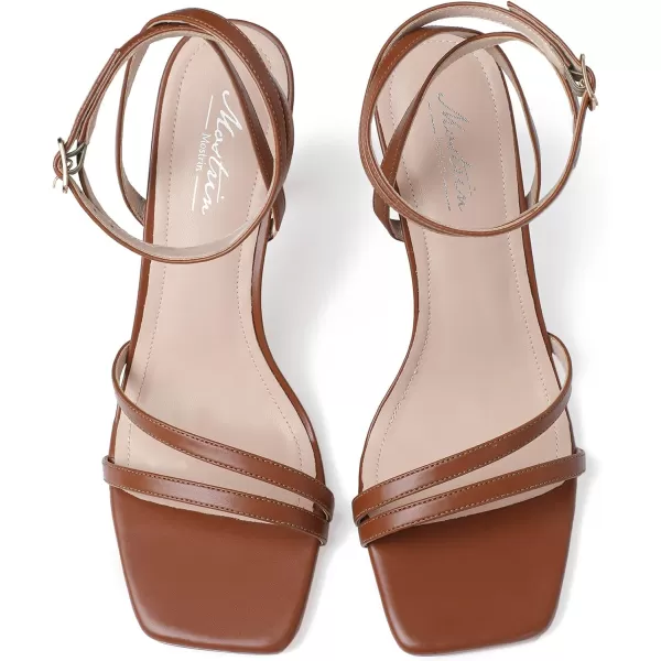 imageMostrin Womens Sandals Strappy Heels for Women Ankle Strap Lace Up Heels Square Open Toe Heels Tie Up Stiletto High Heeled Sandals for Prom Party Daily WearBrown04