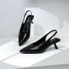 imageMostrin Kitten Heels for Women Pointed Toe Pumps Patent Leather Low Heel Slingback Heels with Buckle Dress Shoes for Dating Party WorkingBlack Croc
