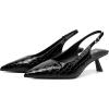 imageMostrin Kitten Heels for Women Pointed Toe Pumps Patent Leather Low Heel Slingback Heels with Buckle Dress Shoes for Dating Party WorkingBlack Croc