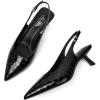 imageMostrin Kitten Heels for Women Pointed Toe Pumps Patent Leather Low Heel Slingback Heels with Buckle Dress Shoes for Dating Party WorkingBlack Croc