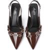 imageMostrin Kitten Heels for Women Pointed Toe Pumps Patent Leather Low Heel Slingback Heels with Buckle Dress Shoes for Dating Party WorkingDark Brown