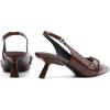 imageMostrin Kitten Heels for Women Pointed Toe Pumps Patent Leather Low Heel Slingback Heels with Buckle Dress Shoes for Dating Party WorkingDark Brown