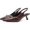 imageMostrin Kitten Heels for Women Pointed Toe Pumps Patent Leather Low Heel Slingback Heels with Buckle Dress Shoes for Dating Party WorkingDark Brown