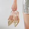 imageMostrin Kitten Heels for Women Pointed Toe Pumps Patent Leather Low Heel Slingback Heels with Buckle Dress Shoes for Dating Party WorkingGold