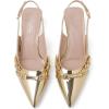 imageMostrin Kitten Heels for Women Pointed Toe Pumps Patent Leather Low Heel Slingback Heels with Buckle Dress Shoes for Dating Party WorkingGold