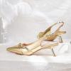 imageMostrin Kitten Heels for Women Pointed Toe Pumps Patent Leather Low Heel Slingback Heels with Buckle Dress Shoes for Dating Party WorkingGold