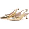 imageMostrin Kitten Heels for Women Pointed Toe Pumps Patent Leather Low Heel Slingback Heels with Buckle Dress Shoes for Dating Party WorkingGold
