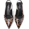 imageMostrin Kitten Heels for Women Pointed Toe Pumps Patent Leather Low Heel Slingback Heels with Buckle Dress Shoes for Dating Party WorkingLeopard
