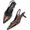 imageMostrin Kitten Heels for Women Pointed Toe Pumps Patent Leather Low Heel Slingback Heels with Buckle Dress Shoes for Dating Party WorkingLeopard