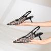 imageMostrin Kitten Heels for Women Pointed Toe Pumps Patent Leather Low Heel Slingback Heels with Buckle Dress Shoes for Dating Party WorkingLeopard Mesh