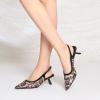 imageMostrin Kitten Heels for Women Pointed Toe Pumps Patent Leather Low Heel Slingback Heels with Buckle Dress Shoes for Dating Party WorkingLeopard Mesh