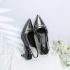 imageMostrin Kitten Heels for Women Pointed Toe Pumps Patent Leather Low Heel Slingback Heels with Buckle Dress Shoes for Dating Party WorkingMetallic Grey