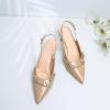 imageMostrin Kitten Heels for Women Pointed Toe Pumps Patent Leather Low Heel Slingback Heels with Buckle Dress Shoes for Dating Party WorkingNude