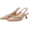 imageMostrin Kitten Heels for Women Pointed Toe Pumps Patent Leather Low Heel Slingback Heels with Buckle Dress Shoes for Dating Party WorkingNude