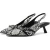 imageMostrin Kitten Heels for Women Pointed Toe Pumps Patent Leather Low Heel Slingback Heels with Buckle Dress Shoes for Dating Party WorkingSnake Print