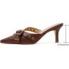 imageMostrin Kitten Heels for Women Studded Heeled Mules Pointed Closed Toe Heels Vintage Heels Slip on Stiletto Heels Dressy Pumps Shoes Trendy HeelsBrown