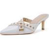 imageMostrin Kitten Heels for Women Studded Heeled Mules Pointed Closed Toe Heels Vintage Heels Slip on Stiletto Heels Dressy Pumps Shoes Trendy HeelsWhite