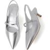 imageMostrin Kitten Heels for Women Slingback Heels Pointed Closed Toe Heels Slip On Dress Pumps Shoes Low Womens Pumps for Dating Party WorkingSilver
