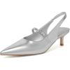imageMostrin Kitten Heels for Women Slingback Heels Pointed Closed Toe Heels Slip On Dress Pumps Shoes Low Womens Pumps for Dating Party WorkingSilver