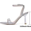 imageMostrin Heels for Women Strappy Heels Lace Up Ankle Strap Heels Pointed Open Toe Heels Stiletto High Heeled Sandals for Prom Party DailySilver