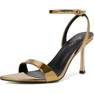 imageMostrin Heels for Women Strappy Heels Lace Up Ankle Strap Heels Pointed Open Toe Heels Stiletto High Heeled Sandals for Prom Party DailyGold