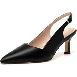 imageMostsrin Kitten Heels for Women Slingback Pointed Closed Toe Heels Womens Pumps Dress Pumps Shoes for Wedding Party CommutingBlack