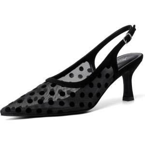 imageMostsrin Kitten Heels for Women Slingback Pointed Closed Toe Heels Womens Pumps Dress Pumps Shoes for Wedding Party CommutingBlack Mesh