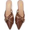 imageMostrin Kitten Heels for Women Studded Heeled Mules Pointed Closed Toe Heels Vintage Slip on Stiletto Dressy Pumps ShoesBrown