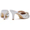 imageMostrin Kitten Heels for Women Studded Heeled Mules Pointed Closed Toe Heels Vintage Slip on Stiletto Dressy Pumps ShoesWhite