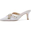 imageMostrin Kitten Heels for Women Studded Heeled Mules Pointed Closed Toe Heels Vintage Slip on Stiletto Dressy Pumps ShoesWhite