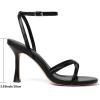 imageMostrin Strappy Heels for Women Lace Up Ankle Strap Heels Round Open Toe Heels Stiletto High Heels Womens Heeled Sandals for Prom Party DailyBlack