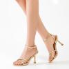 imageMostrin Strappy Heels for Women Lace Up Ankle Strap Heels Round Open Toe Heels Stiletto High Heels Womens Heeled Sandals for Prom Party DailyGold