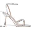 imageMostrin Strappy Heels for Women Lace Up Ankle Strap Heels Round Open Toe Heels Stiletto High Heels Womens Heeled Sandals for Prom Party DailySilver