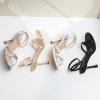 imageMostrin Strappy Heels for Women Lace Up Ankle Strap Heels Round Open Toe Heels Stiletto High Heels Womens Heeled Sandals for Prom Party DailySilver