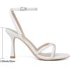 imageMostrin Strappy Heels for Women Lace Up Ankle Strap Heels Round Open Toe Heels Stiletto High Heels Womens Heeled Sandals for Prom Party DailyWhite