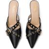 imageMostrin Kitten Mules Heels for Women Pointed Closed Toe Heels Vintage Slip on Stiletto Dressy Pumps ShoesBlack