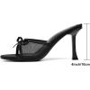imageMostrin Kitten Heels for Women Round Toe Heels With Bow Vintage Mules Sexy Slip on Stiletto Backless Sandals for Party DailyBlack