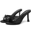 imageMostrin Kitten Heels for Women Round Toe Heels With Bow Vintage Mules Sexy Slip on Stiletto Backless Sandals for Party DailyBlack