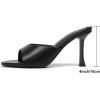 imageMostrin Kitten Heels for Women Round Toe Heels With Bow Vintage Mules Sexy Slip on Stiletto Backless Sandals for Party DailyBlack Pu