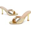imageMostrin Kitten Heels for Women Round Toe Heels With Bow Vintage Mules Sexy Slip on Stiletto Backless Sandals for Party DailyGold