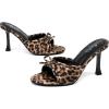 imageMostrin Kitten Heels for Women Round Toe Heels With Bow Vintage Mules Sexy Slip on Stiletto Backless Sandals for Party DailyLeopard