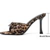 imageMostrin Kitten Heels for Women Round Toe Heels With Bow Vintage Mules Sexy Slip on Stiletto Backless Sandals for Party DailyLeopard