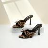 imageMostrin Kitten Heels for Women Round Toe Heels With Bow Vintage Mules Sexy Slip on Stiletto Backless Sandals for Party DailyLeopard