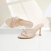 imageMostrin Kitten Heels for Women Round Toe Heels With Bow Vintage Mules Sexy Slip on Stiletto Backless Sandals for Party DailyNude
