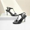 imageMostrin Strappy Heels for Women Round Open Toe Heel Sandals Ankle T Strap Stiletto High Heels Dress ShoesBlack